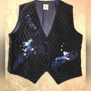 Disney Mickey Mouse Mickeys's Blues Club Navy Quilted Embroidered Vest Size M